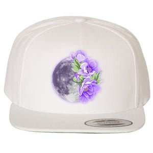 Purple Peonies Flowers Full Moon Wool Snapback Cap