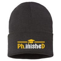 Phd Phinished Funny Phd Graduation 2024 Sustainable Knit Beanie