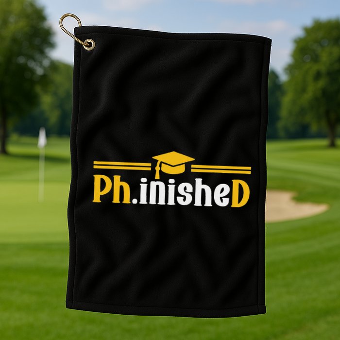 Phd Phinished Funny Phd Graduation 2024 Golf Towel