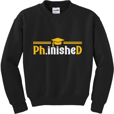Phd Phinished Funny Phd Graduation 2024 Kids Sweatshirt