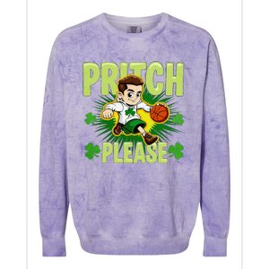 Pritch Please Funny Basketball Cartoon Art St PatrickS Day Colorblast Crewneck Sweatshirt