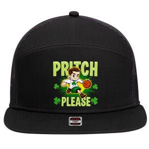 Pritch Please Funny Basketball Cartoon Art St PatrickS Day 7 Panel Mesh Trucker Snapback Hat