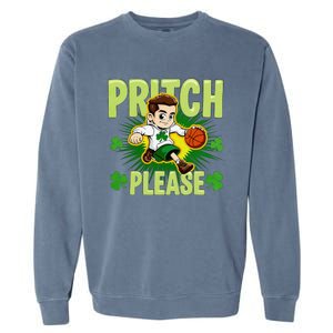 Pritch Please Funny Basketball Cartoon Art St PatrickS Day Garment-Dyed Sweatshirt