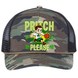 Pritch Please Funny Basketball Cartoon Art St PatrickS Day Retro Rope Trucker Hat Cap