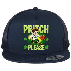 Pritch Please Funny Basketball Cartoon Art St PatrickS Day Flat Bill Trucker Hat