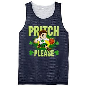 Pritch Please Funny Basketball Cartoon Art St PatrickS Day Mesh Reversible Basketball Jersey Tank