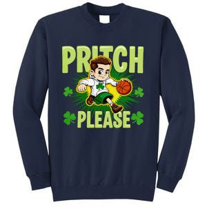 Pritch Please Funny Basketball Cartoon Art St PatrickS Day Tall Sweatshirt