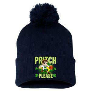 Pritch Please Funny Basketball Cartoon Art St PatrickS Day Pom Pom 12in Knit Beanie