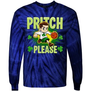 Pritch Please Funny Basketball Cartoon Art St PatrickS Day Tie-Dye Long Sleeve Shirt