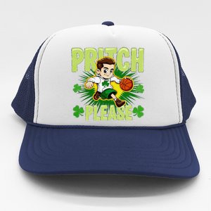 Pritch Please Funny Basketball Cartoon Art St PatrickS Day Trucker Hat