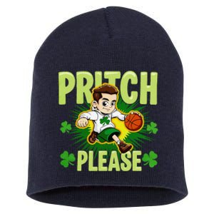 Pritch Please Funny Basketball Cartoon Art St PatrickS Day Short Acrylic Beanie