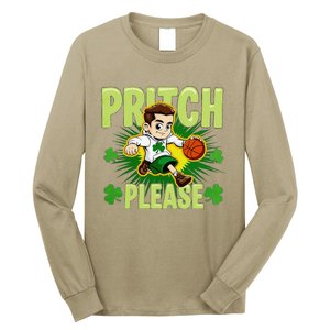 Pritch Please Funny Basketball Cartoon Art St PatrickS Day Long Sleeve Shirt