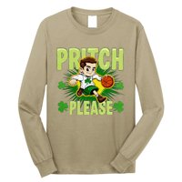 Pritch Please Funny Basketball Cartoon Art St PatrickS Day Long Sleeve Shirt