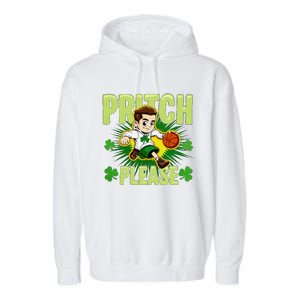 Pritch Please Funny Basketball Cartoon Art St PatrickS Day Garment-Dyed Fleece Hoodie