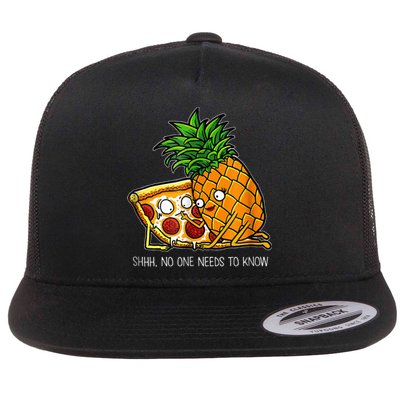 Pineapple Pizza Funny Pepperoni Pizzas Flat Bill Trucker Hat