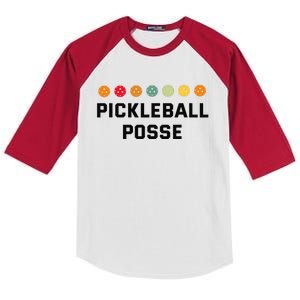 Pickleball Posse Funny Pickleball Quote For Pickeball Lovers Kids Colorblock Raglan Jersey