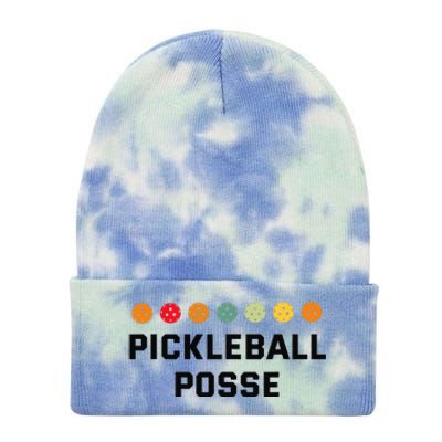 Pickleball Posse Funny Pickleball Quote For Pickeball Lovers Tie Dye 12in Knit Beanie