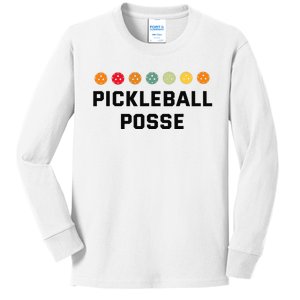 Pickleball Posse Funny Pickleball Quote For Pickeball Lovers Kids Long Sleeve Shirt