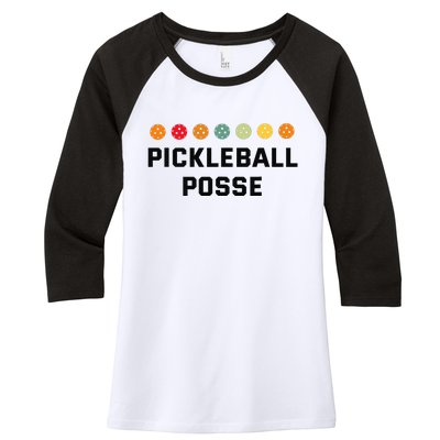 Pickleball Posse Funny Pickleball Quote For Pickeball Lovers Women's Tri-Blend 3/4-Sleeve Raglan Shirt