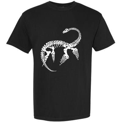 Plesiosaurus Prehistoric Fossil Skeleton (White Logo Design) Garment-Dyed Heavyweight T-Shirt