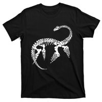 Plesiosaurus Prehistoric Fossil Skeleton (White Logo Design) T-Shirt