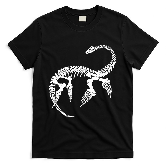 Plesiosaurus Prehistoric Fossil Skeleton (White Logo Design) T-Shirt