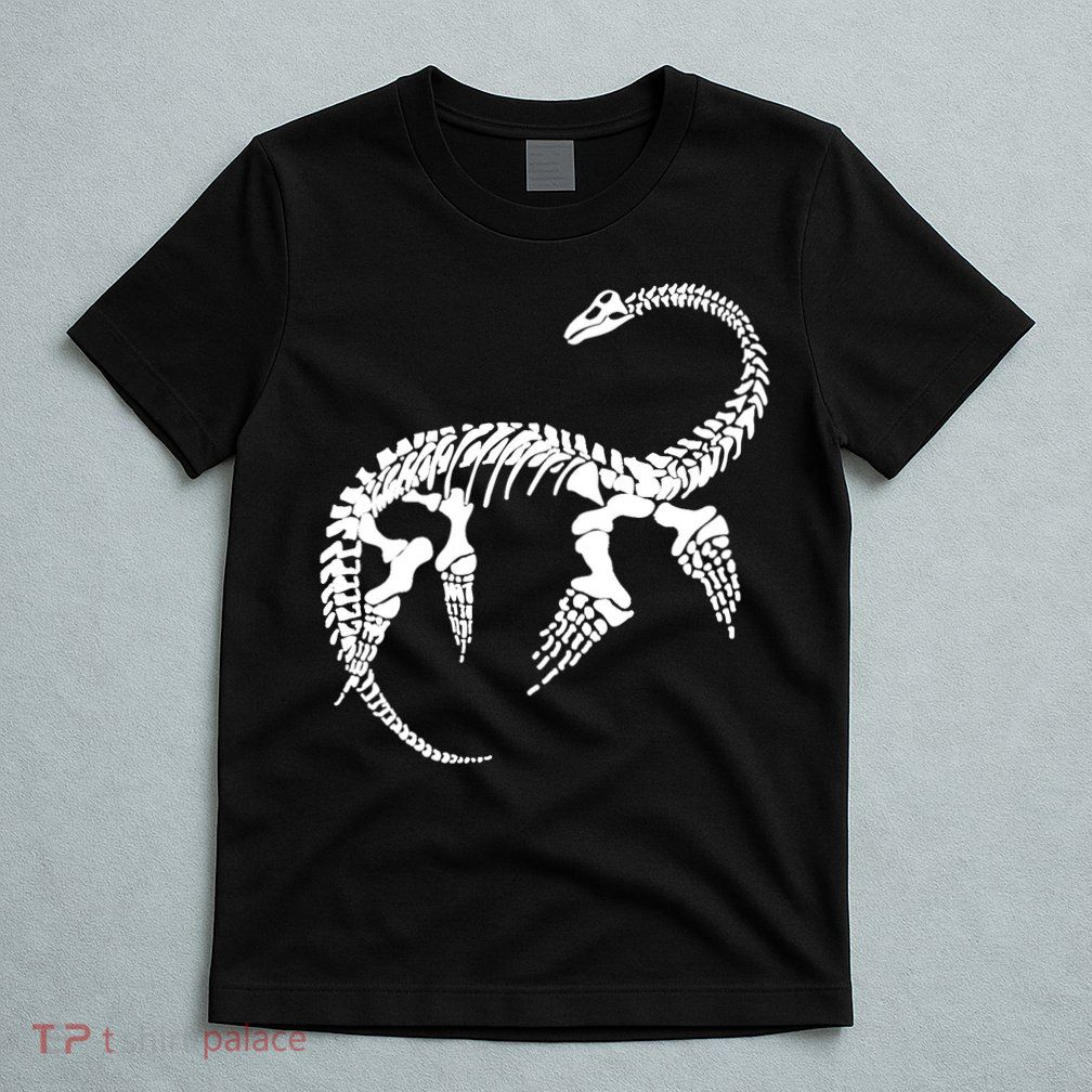 Plesiosaurus Prehistoric Fossil Skeleton (White Logo Design) T-Shirt