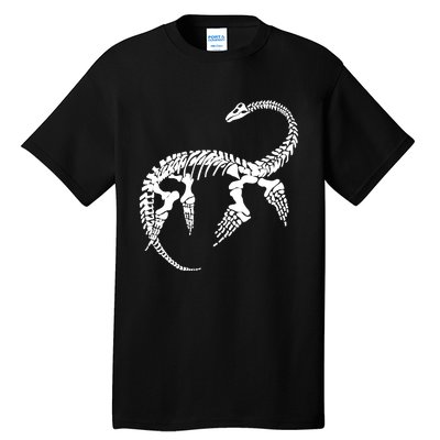 Plesiosaurus Prehistoric Fossil Skeleton (White Logo Design) Tall T-Shirt