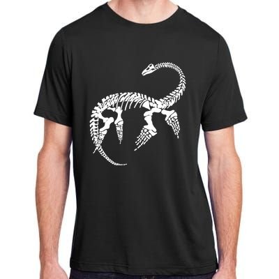 Plesiosaurus Prehistoric Fossil Skeleton (White Logo Design) Adult ChromaSoft Performance T-Shirt