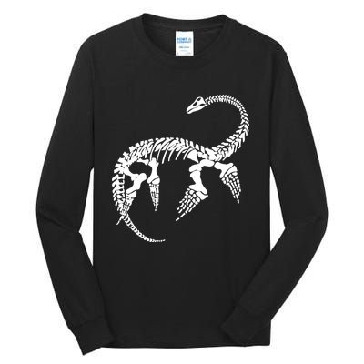 Plesiosaurus Prehistoric Fossil Skeleton (White Logo Design) Tall Long Sleeve T-Shirt