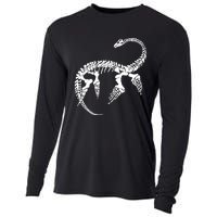 Plesiosaurus Prehistoric Fossil Skeleton (White Logo Design) Cooling Performance Long Sleeve Crew