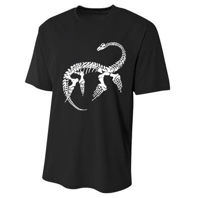 Plesiosaurus Prehistoric Fossil Skeleton (White Logo Design) Performance Sprint T-Shirt