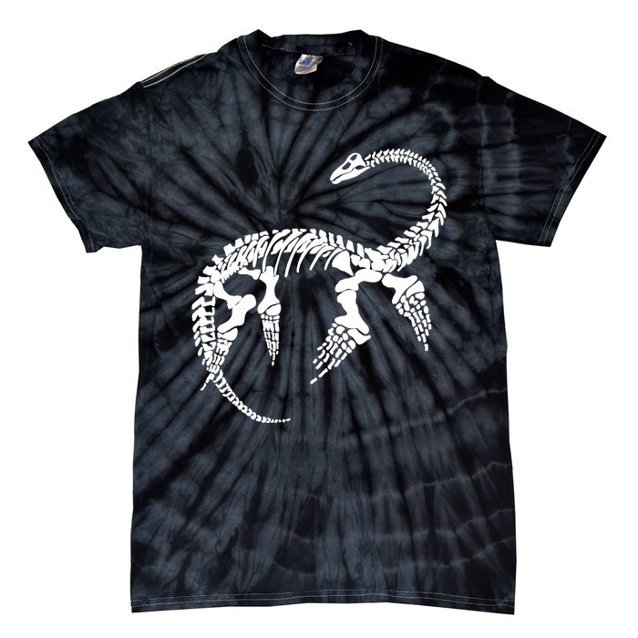 Plesiosaurus Prehistoric Fossil Skeleton (White Logo Design) Tie-Dye T-Shirt