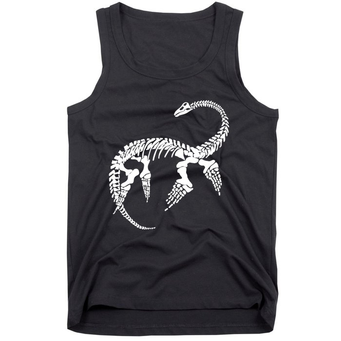 Plesiosaurus Prehistoric Fossil Skeleton (White Logo Design) Tank Top