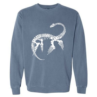 Plesiosaurus Prehistoric Fossil Skeleton (White Logo Design) Garment-Dyed Sweatshirt