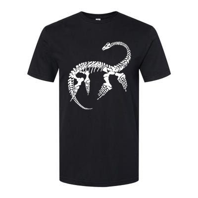 Plesiosaurus Prehistoric Fossil Skeleton (White Logo Design) Softstyle CVC T-Shirt