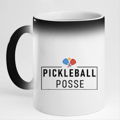 Pickleball Posse Funny Pickleball Quote For Pickeball Lovers 11oz Black Color Changing Mug