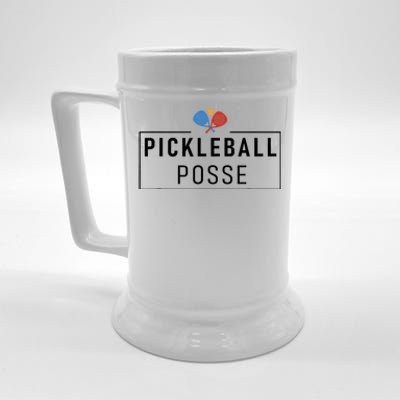 Pickleball Posse Funny Pickleball Quote For Pickeball Lovers Beer Stein