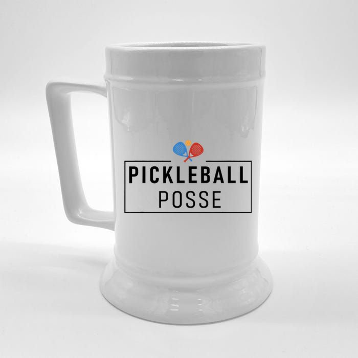 Pickleball Posse Funny Pickleball Quote For Pickeball Lovers Beer Stein