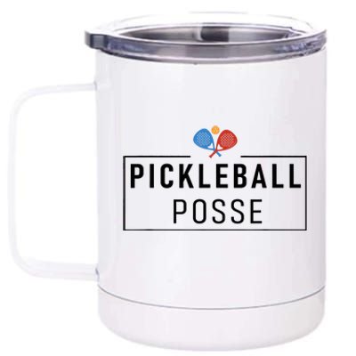 Pickleball Posse Funny Pickleball Quote For Pickeball Lovers 12 oz Stainless Steel Tumbler Cup