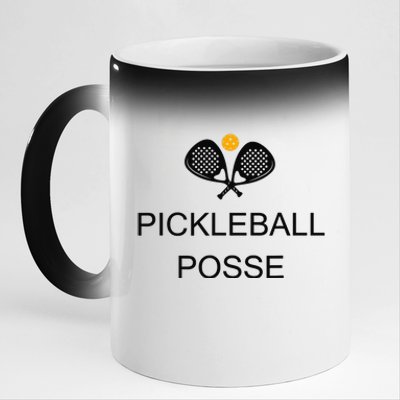 Pickleball Posse Funny Pickleball Quote For Pickeball Lovers 11oz Black Color Changing Mug