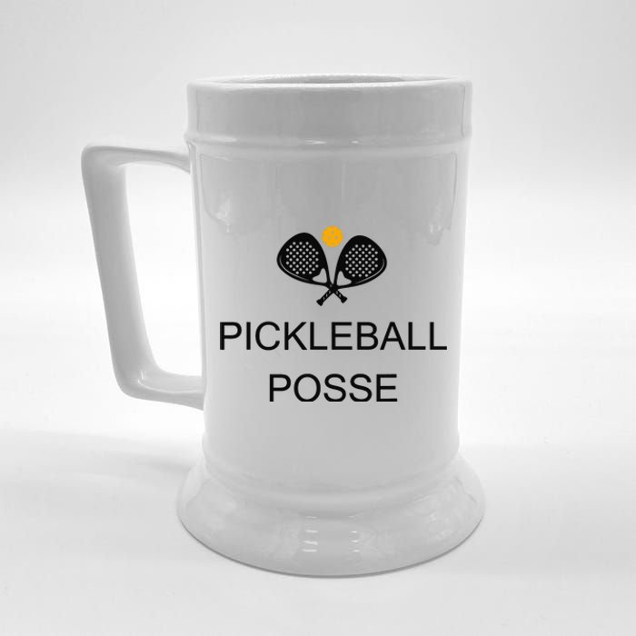 Pickleball Posse Funny Pickleball Quote For Pickeball Lovers Beer Stein