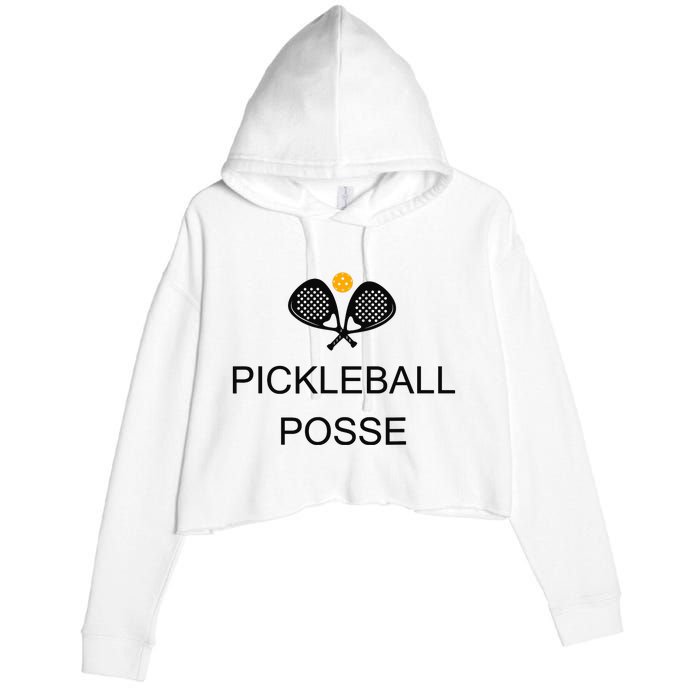 Pickleball Posse Funny Pickleball Quote For Pickeball Lovers Crop Fleece Hoodie