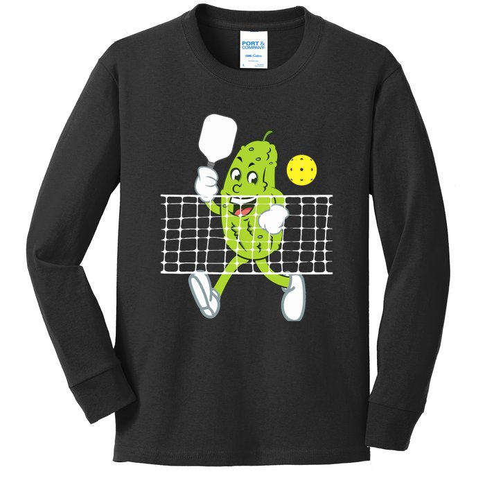 Pickleball Paddleball Funny Pickle Playing Pickleball Kids Long Sleeve Shirt