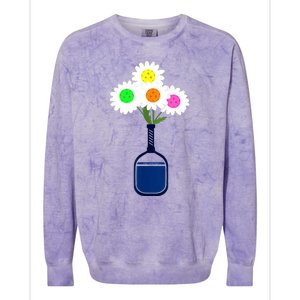 Pretty Pickleball Flowers In Paddle Vase Gift Ideas For Pickleball Fans Colorblast Crewneck Sweatshirt