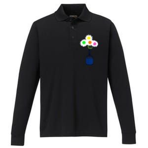 Pretty Pickleball Flowers In Paddle Vase Gift Ideas For Pickleball Fans Performance Long Sleeve Polo