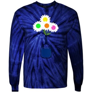 Pretty Pickleball Flowers In Paddle Vase Gift Ideas For Pickleball Fans Tie-Dye Long Sleeve Shirt