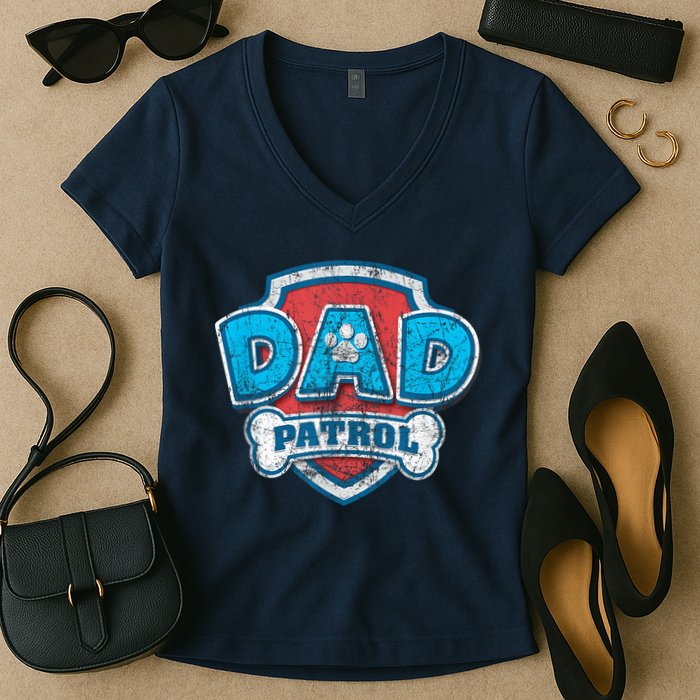 Fathers Day Dad Patrol Women's V-Neck T-Shirt