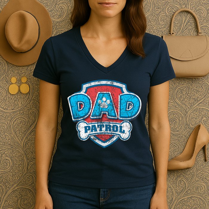 Fathers Day Dad Patrol Women's V-Neck T-Shirt