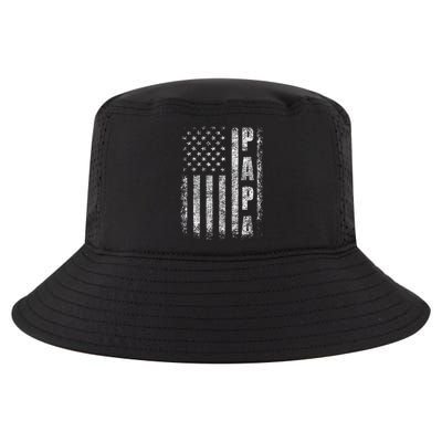 Proud Papa Funny Fathers Day 2024 Gifts Dad America USA flag Cool Comfort Performance Bucket Hat